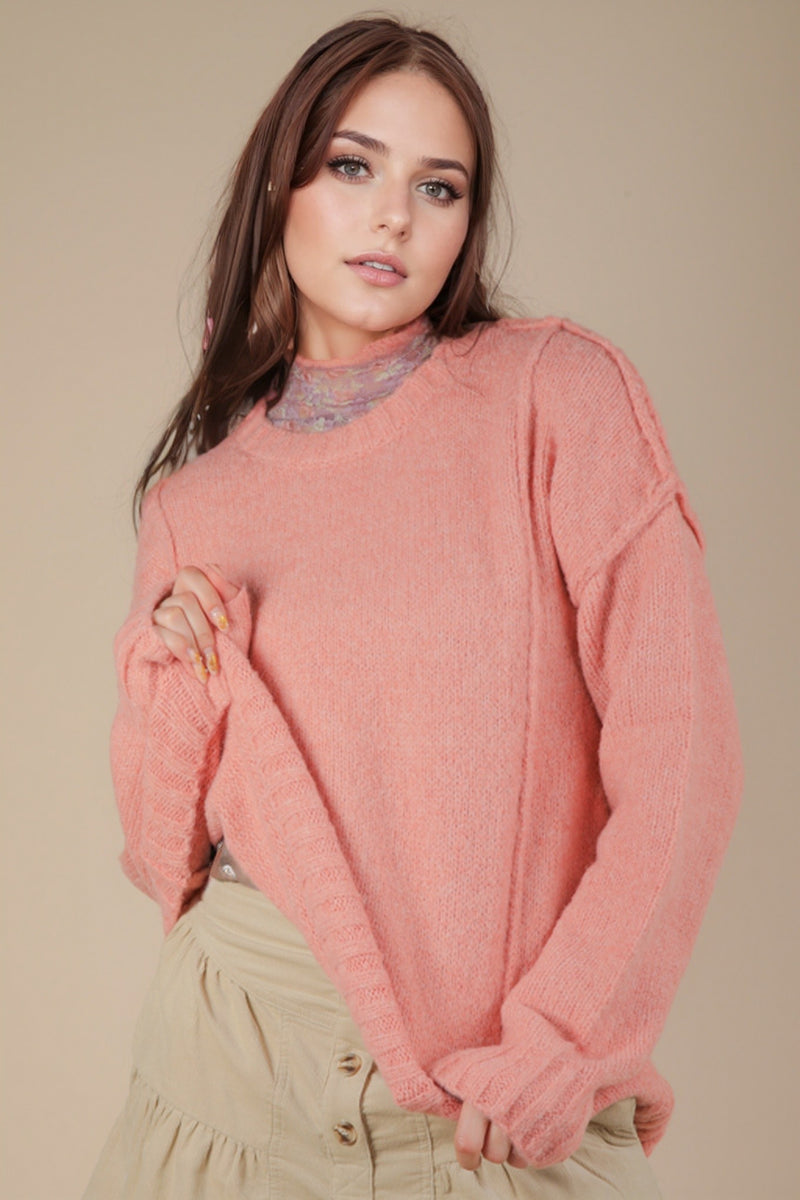Load image into Gallery viewer, Very 8 -  Ladies Fuzzy Feeling Oversized Knit Pullover Sweater Top
