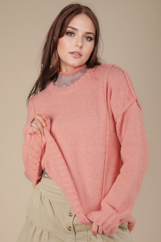 Very 8 -  Ladies Fuzzy Feeling Oversized Knit Pullover Sweater Top