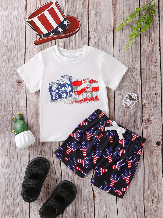 TMCHD34 - Baby & Child 2 Piece Set Patriot Cow