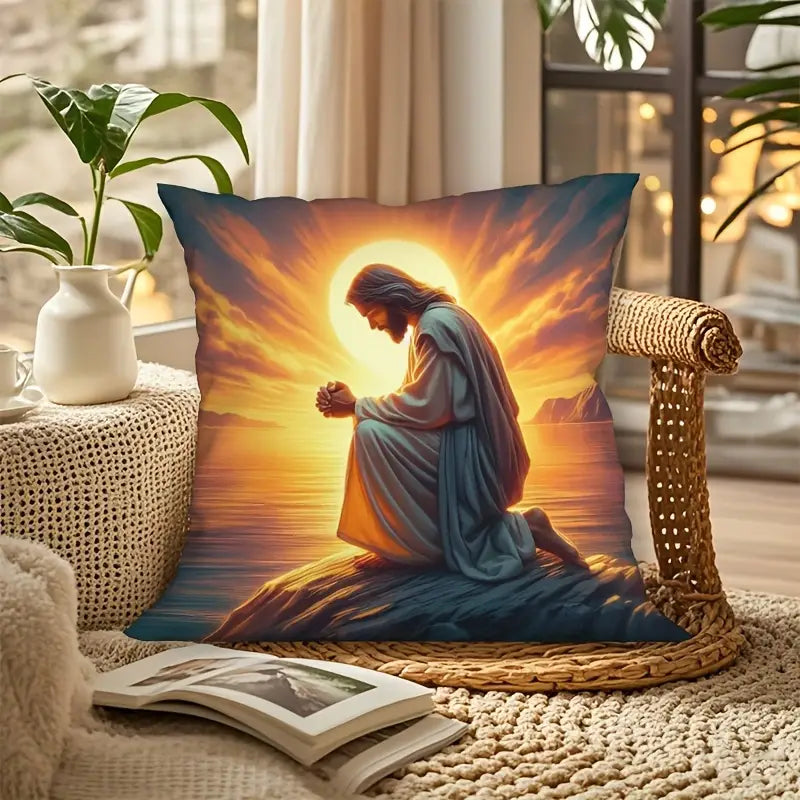 Load image into Gallery viewer, TMPL141 - 1 Piece - 18&quot; x 18&quot; Jesus Praying Throw Pillow
