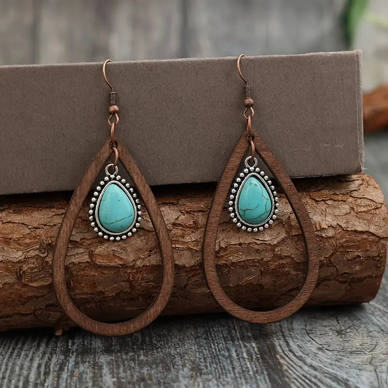 Load image into Gallery viewer, TMER2 - Wood Drop &amp; Dangle Earrings
