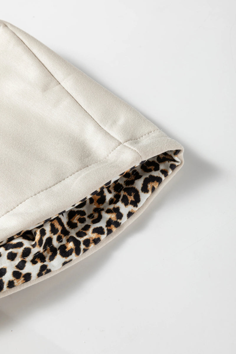 Load image into Gallery viewer, DLLS406 - Ladies Jet Stream Leopard Contrast Drawstring Hood Drop Shoulder Loose Top
