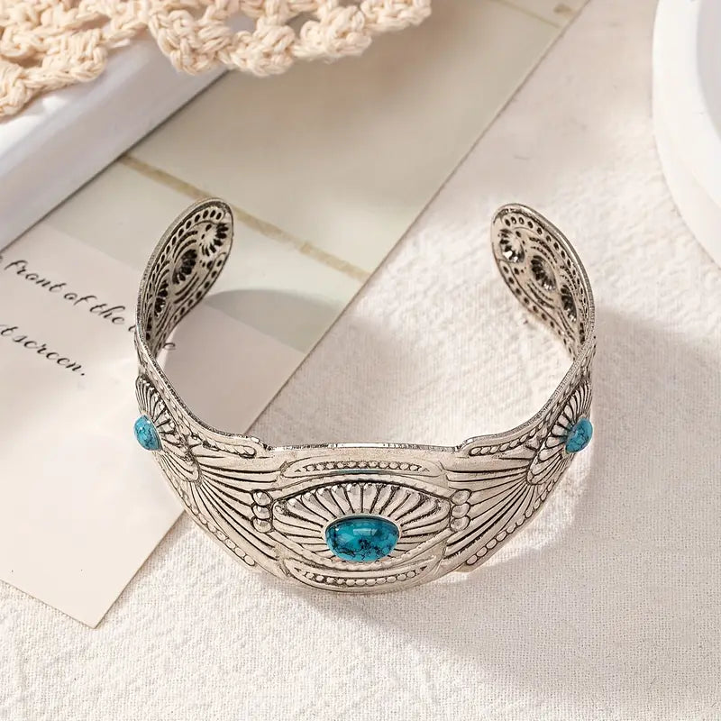 Load image into Gallery viewer, TMBC42 - Triple Stone Open Bracelet

