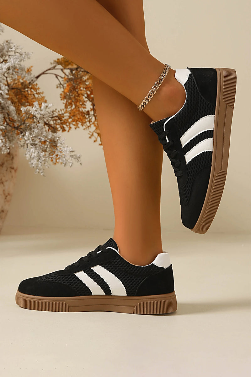 Load image into Gallery viewer, DLLSHOE 96 - Color Black Breathable Mesh Patchwork Lace Up Flat Shoes

