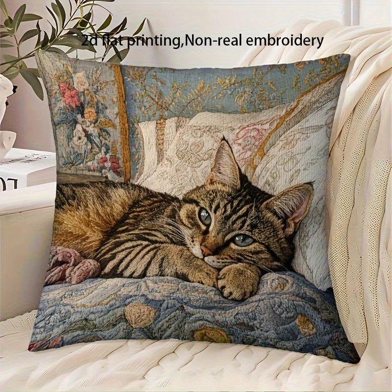 Load image into Gallery viewer, TMPL130 - 1 Piece - 18&quot; x 18&quot; Cozy Cat Throw Pillow
