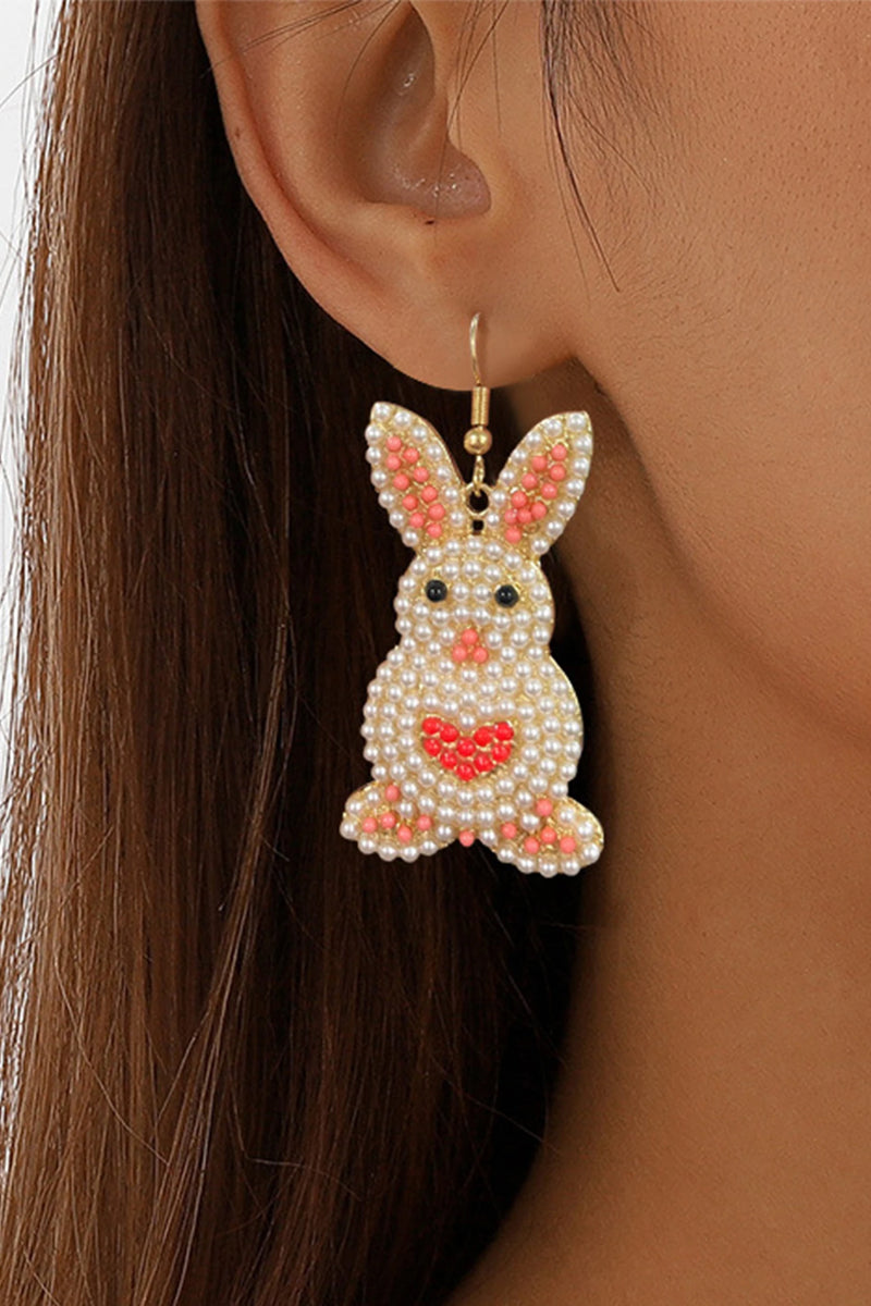 Load image into Gallery viewer, DLLER 29 - White Easter Bunny Luminous Beading Earrings
