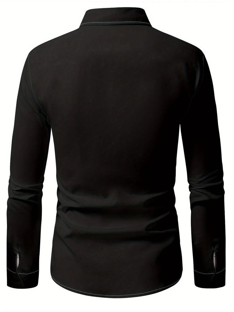 Load image into Gallery viewer, TMWST20 - Men&#39;s Black Western Print Shirt w/White Printing
