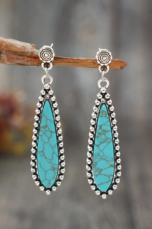 DLLER 11 - Silvery Vintage Bohemian Turquoise Alloy Earrings