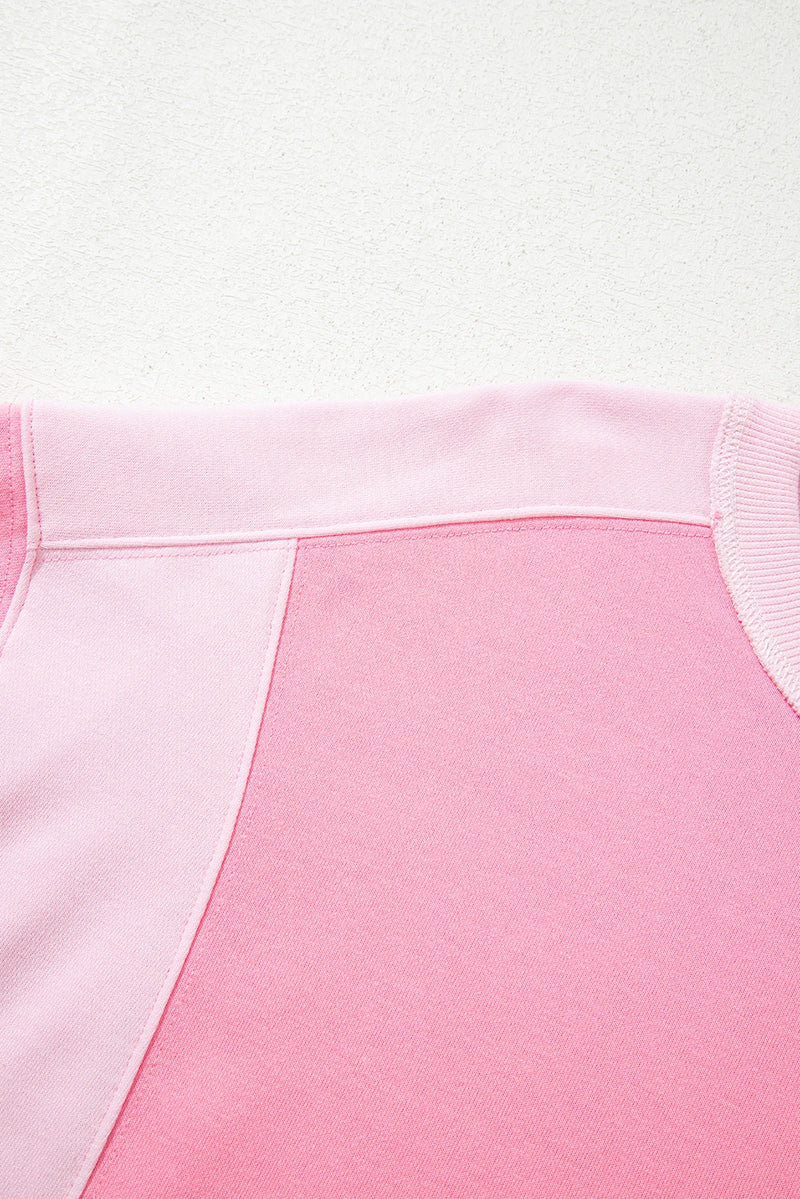 Load image into Gallery viewer, DLLS326 - Ladies Bonbon 2-Tone Color Block Patchwork Drop Shoulder Sweatshirt

