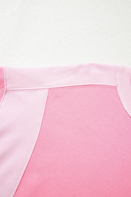 DLLS326 - Ladies Bonbon 2-Tone Color Block Patchwork Drop Shoulder Sweatshirt