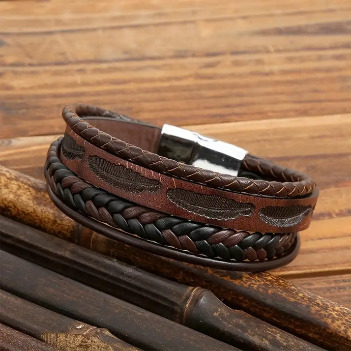 TMBC30 - Multi Layer Woven Feather Bracelet