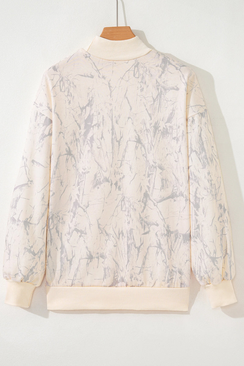 Load image into Gallery viewer, DLLS239 - Ladies Khaki Camo Mock Neck Baggy Sweatshirt
