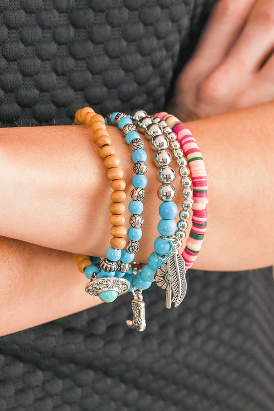 DLLBC 11 - Turquoise Beading Western Multi Layer Bracelet