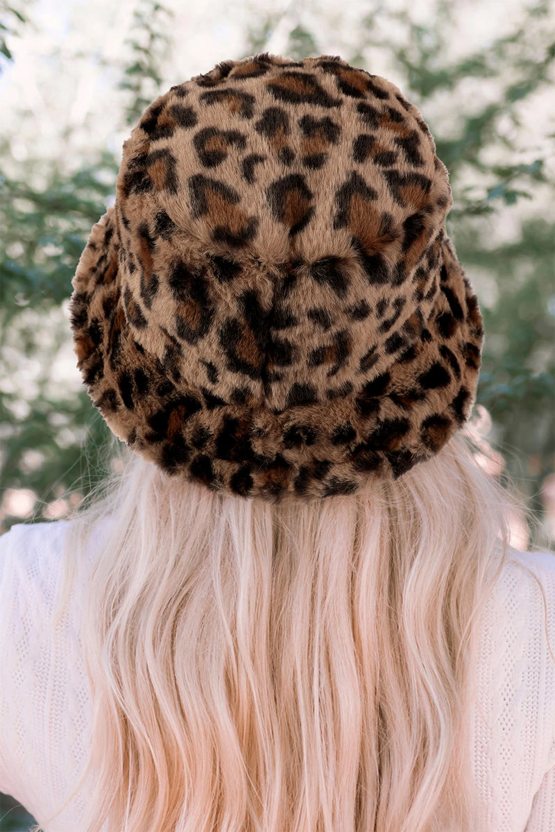 Load image into Gallery viewer, DLLHAT 1 - Thai Curry Leopard Plush Wide Brim Winter Fishman Hat
