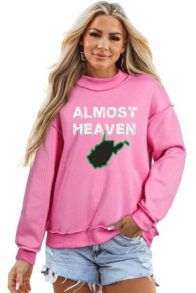 DLLS958 - Ladies Bright Pink Oversize Drop Shoulder Reversible Mock Neck WV Sweatshirt
