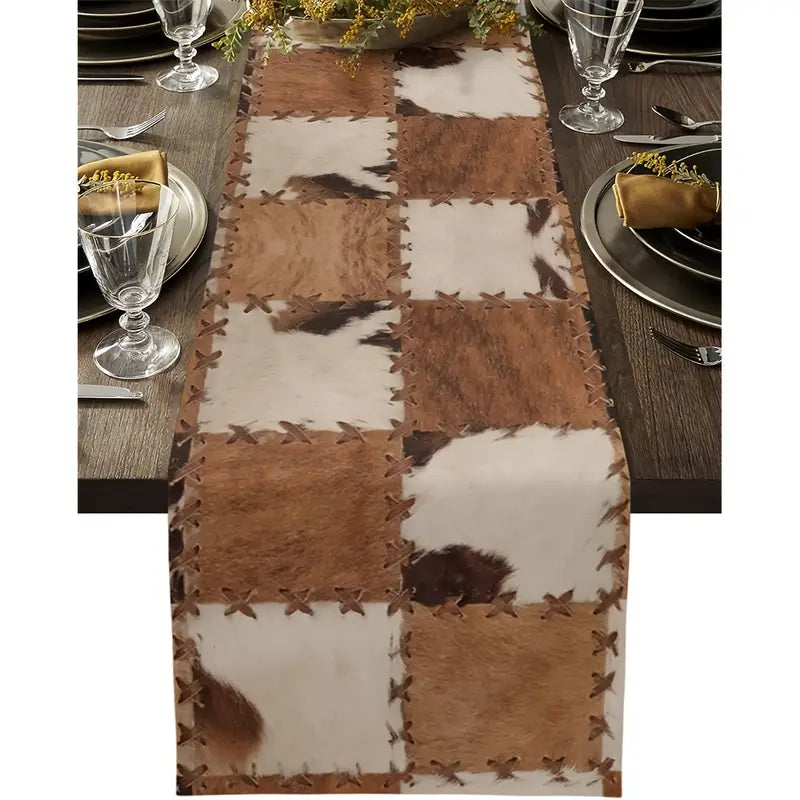 Load image into Gallery viewer, TMPLMT3 - 13&quot; x 72&quot; Cowhide Print Table Runner
