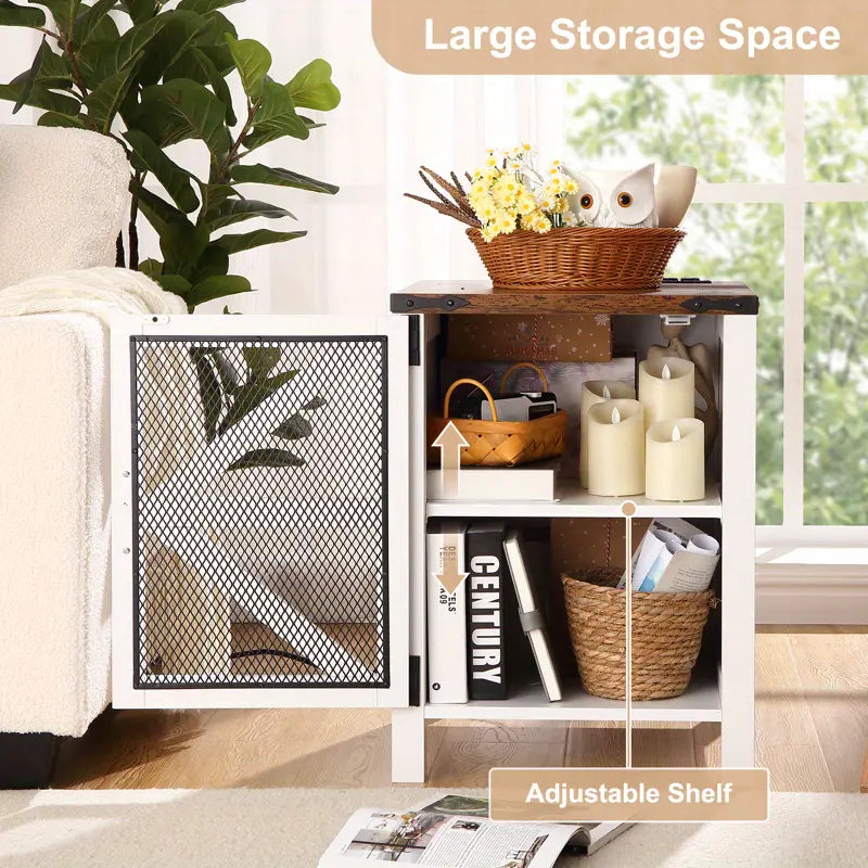 Load image into Gallery viewer, TMFURN1 - Farmhouse Nightstand With USB Charging Ports

