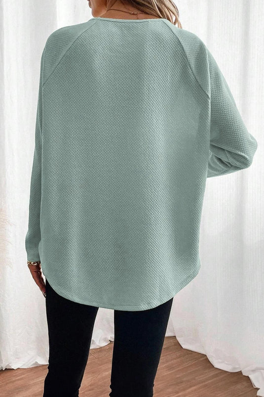 DLLS382 - Ladies Moonlight Jade Textured Raglan Sleeve Knit Loose Top
