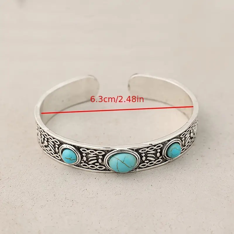 Load image into Gallery viewer, TMBC9 - Synthetic Turquoise Bangle Bracelet
