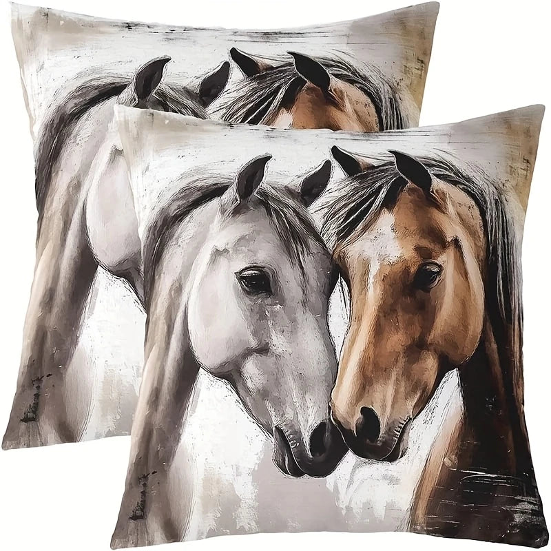Load image into Gallery viewer, TMPL98 - 2 Piece Set - 18&quot; x 18&quot; Horse Throw Pillows
