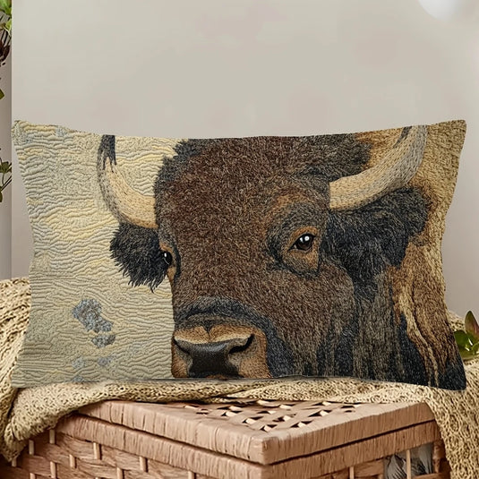 TMPL16 - 1 Piece - 12" x 20" Bison Printed Throw Pillow
