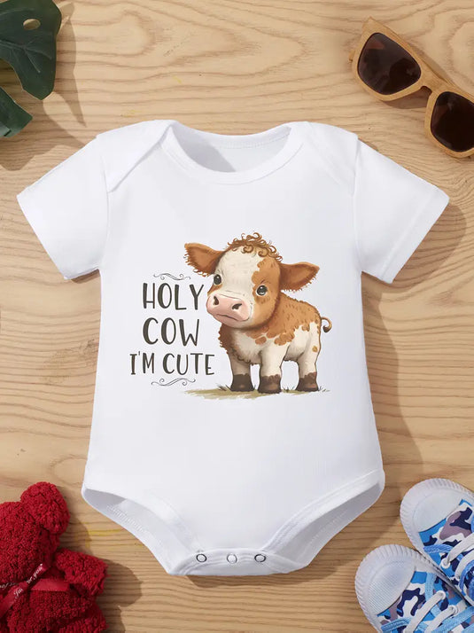 TMCHD38 - Holy Cow White Baby Romper