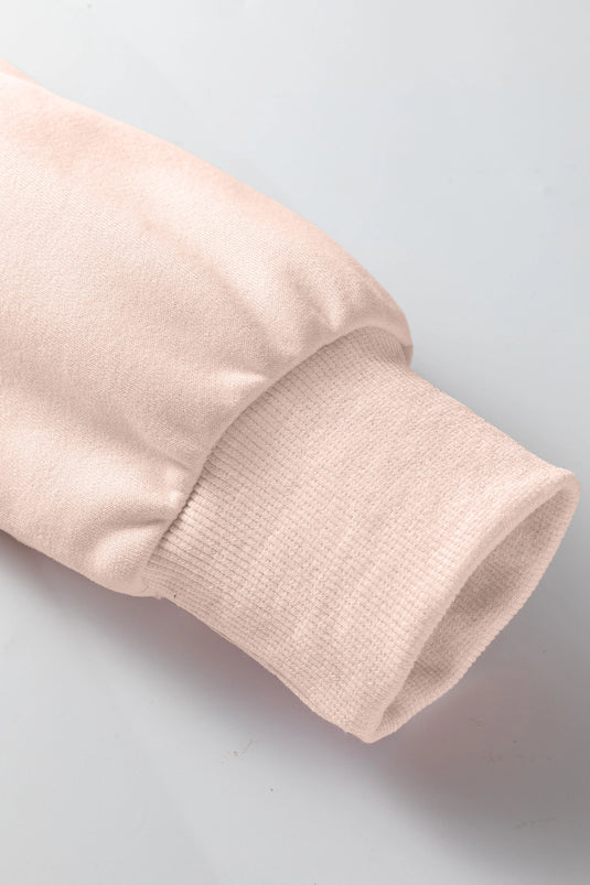DLLS361 - Ladies Light Pink Oversize Blessed Embroidered Mock Neck Sweatshirt