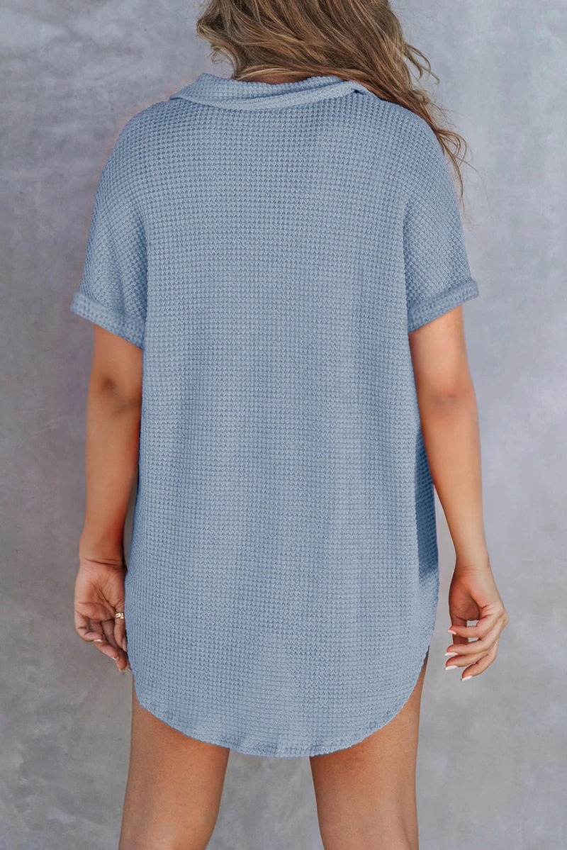 Load image into Gallery viewer, DLLS494 - Ladies Ashleigh Blue Breathable Waffle Round Hem Chest Pocket Polo Tee
