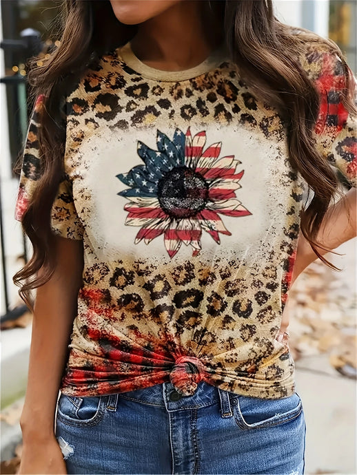 TMTSHT42 - Women's American American Daisy Printed T Shirt