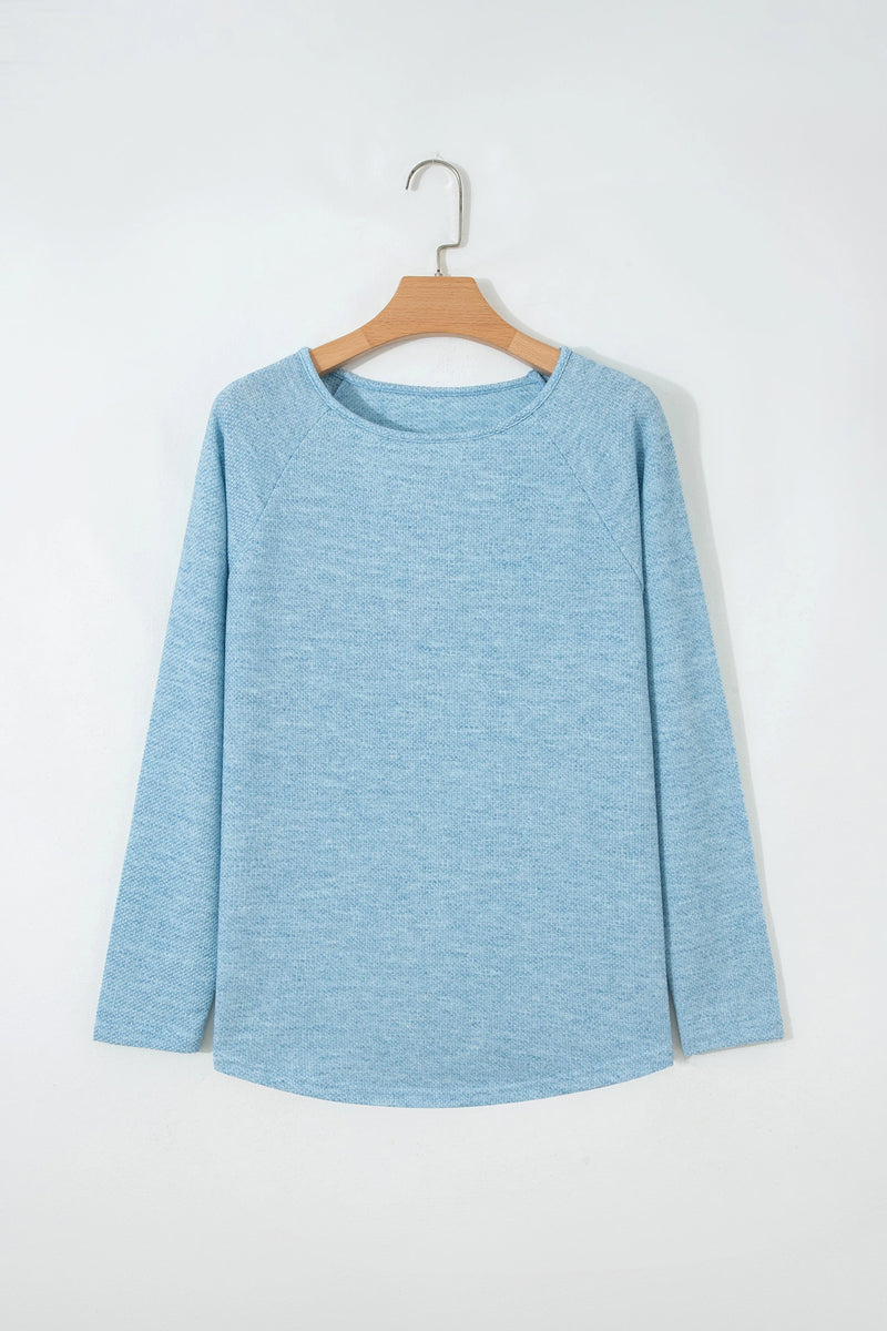 Load image into Gallery viewer, DLLS383- Ladies Myosotis Textured Raglan Sleeve Knit Loose Top
