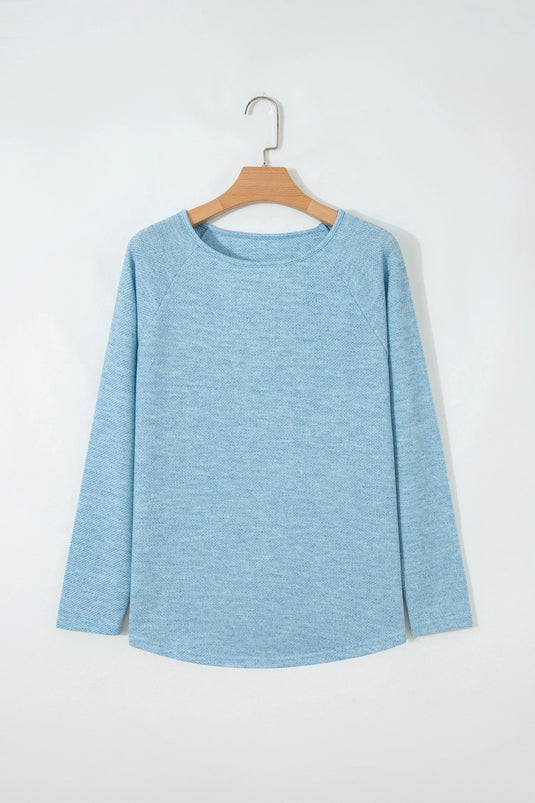 DLLS383- Ladies Myosotis Textured Raglan Sleeve Knit Loose Top