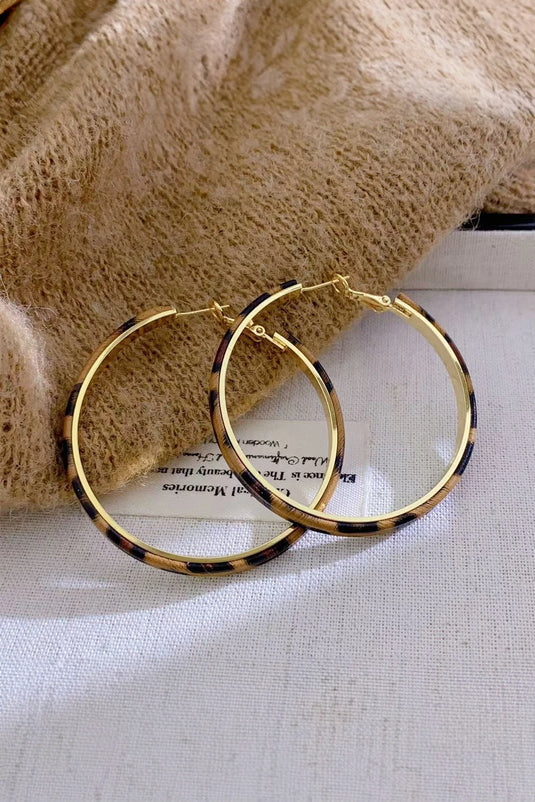 DLLER 22 - Thai Curry Stainless Alloy Leopard Hoop Earrings