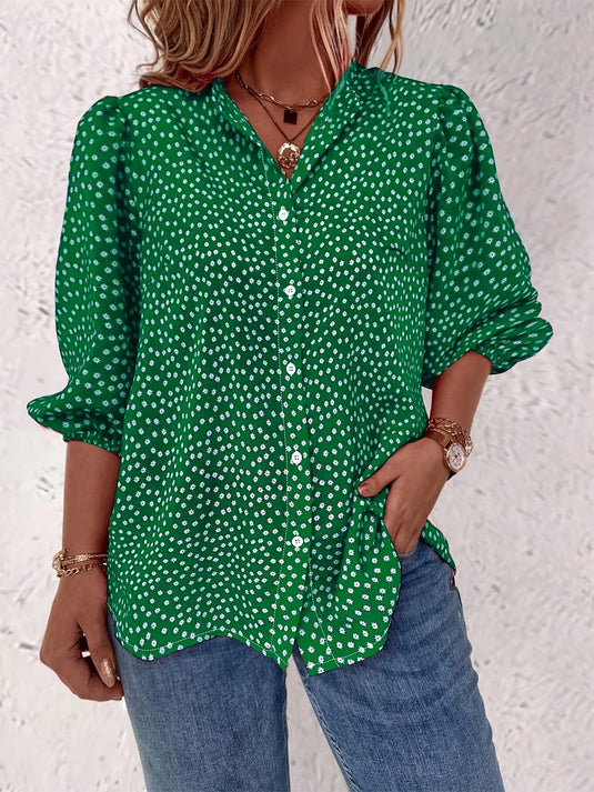 TMTSHT103 - Ladies Button Up 3/4 Sleeve Printed Shirt