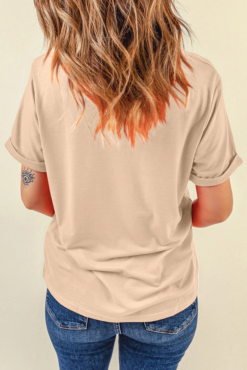 Load image into Gallery viewer, DLLS1006 - Ladies Khaki Western Print Highland Cow Graphic T-Shirt
