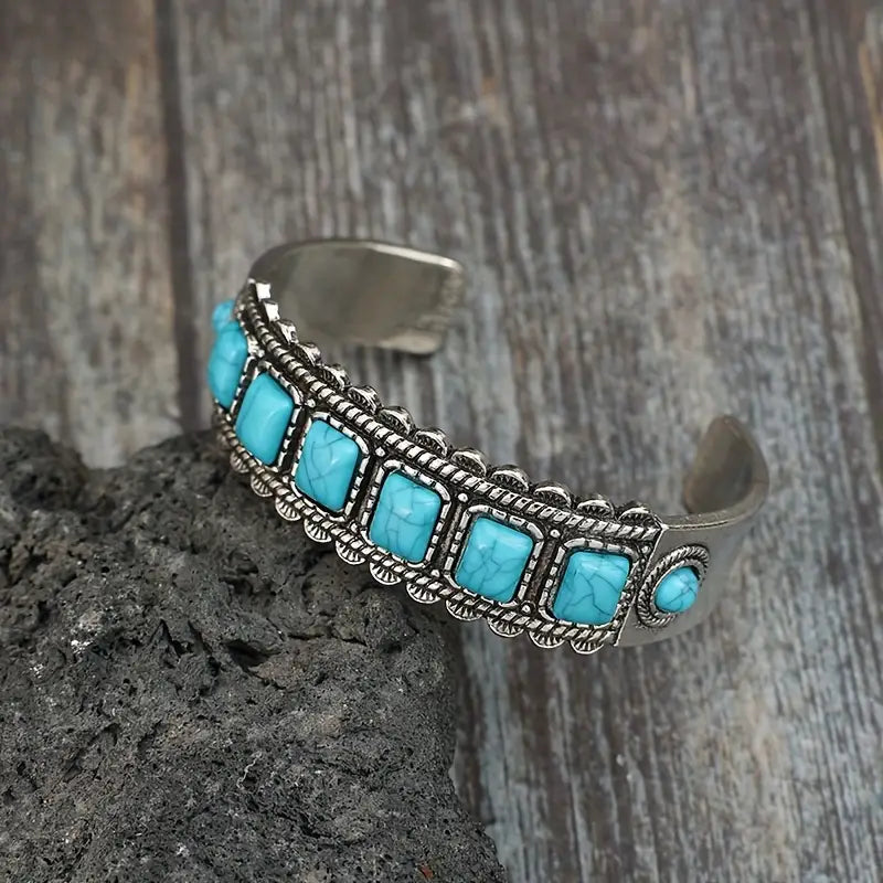 Load image into Gallery viewer, TMBC32 - Multi Stone Turquoise Bangle Bracelet
