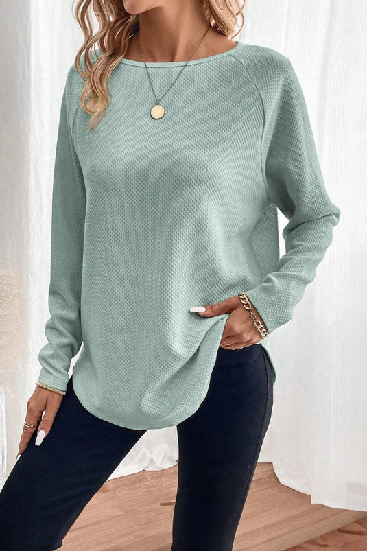 DLLS382 - Ladies Moonlight Jade Textured Raglan Sleeve Knit Loose Top