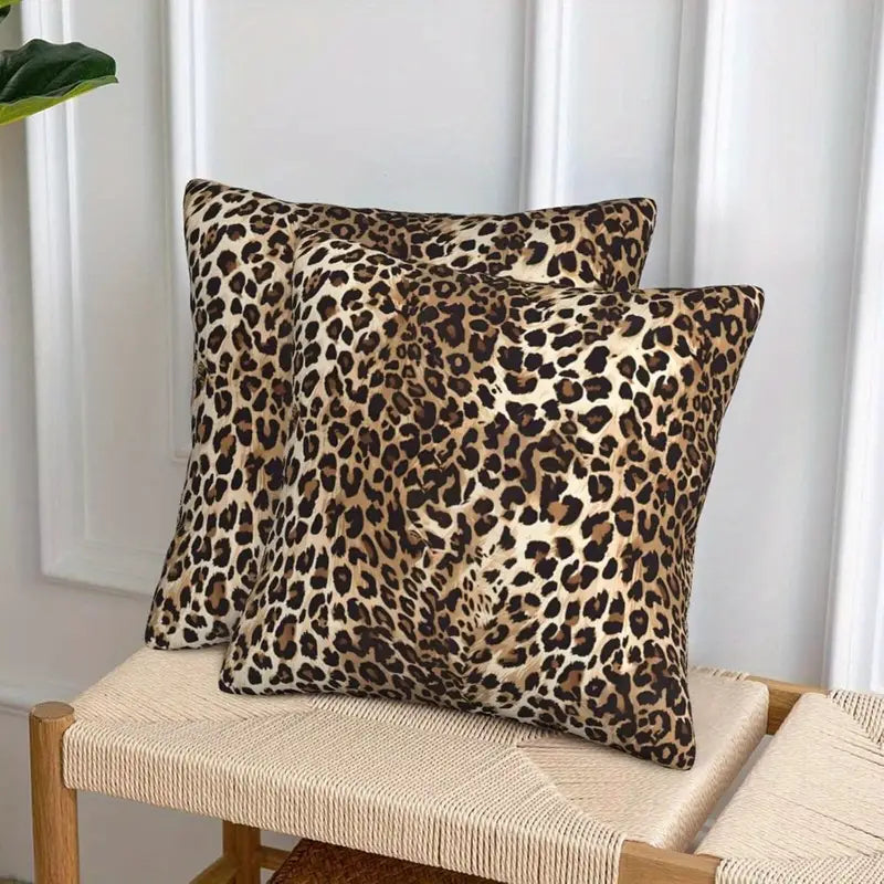 Load image into Gallery viewer, TMPL36 - Set of 2 - 18&quot; x 18&quot; Cheetah Print Throw Pillows
