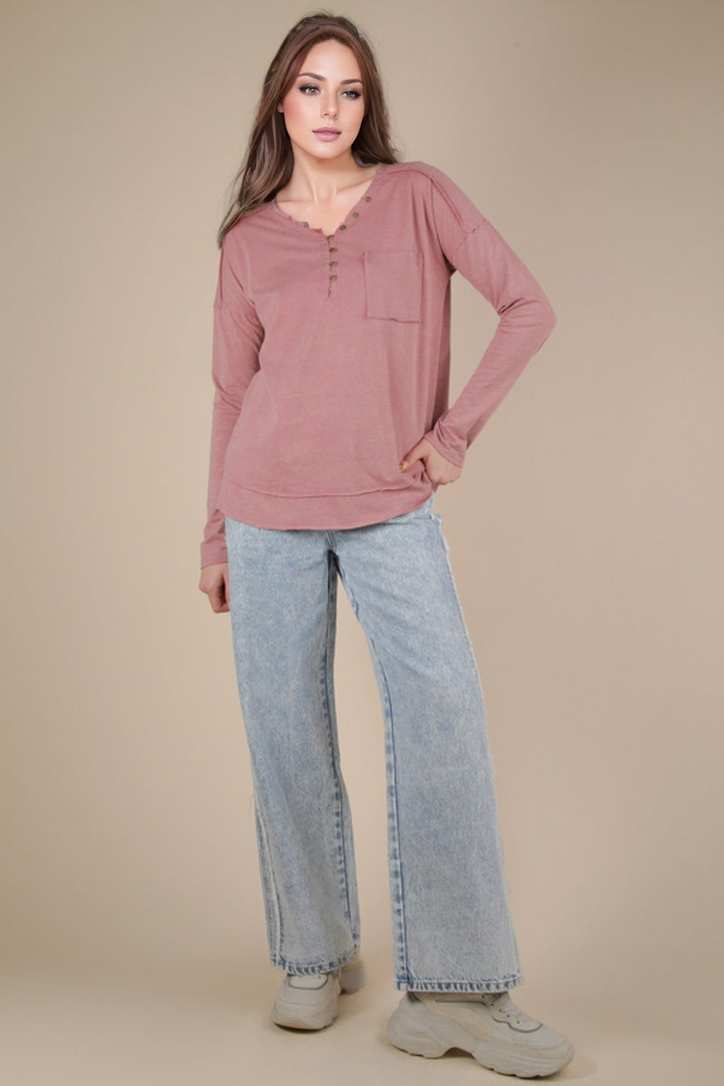Load image into Gallery viewer, Very 10 - Ladies Mineral Washed Cotton Comfy Knit Top
