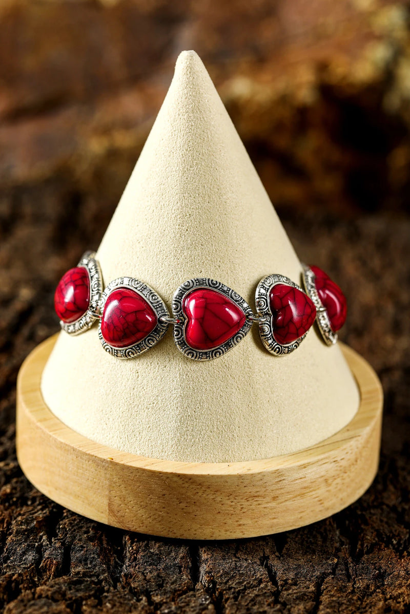 Load image into Gallery viewer, DLLBC 7 - Fiery Red Western Heart Decor Alloy Bracelet
