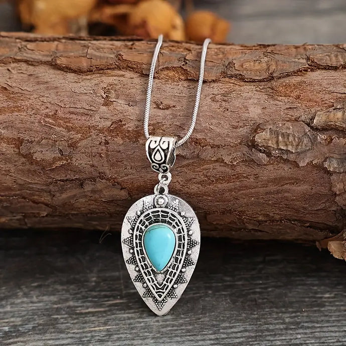 TMNK8 - Waterdrop Turquoise Pendant Necklace