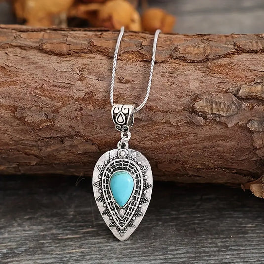 TMNK8 - Waterdrop Turquoise Pendant Necklace