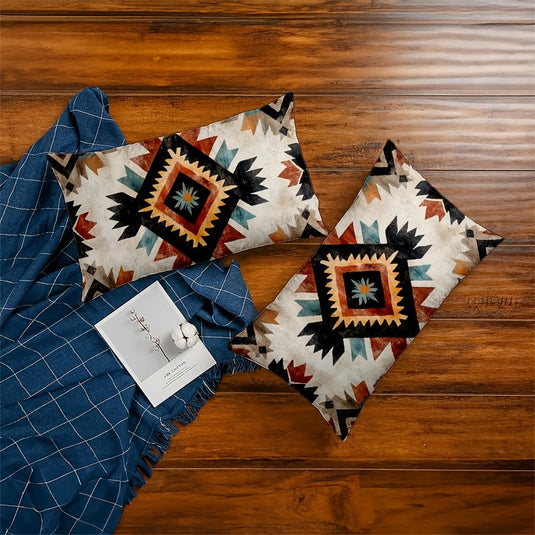 TMPL9 - Set of 2 - 12" x 20" Aztec Print Throw Pillows