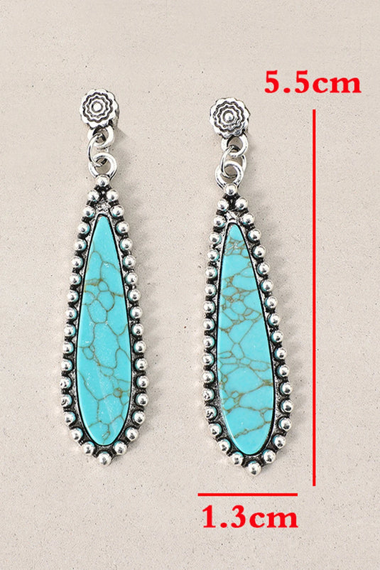 DLLER 11 - Silvery Vintage Bohemian Turquoise Alloy Earrings