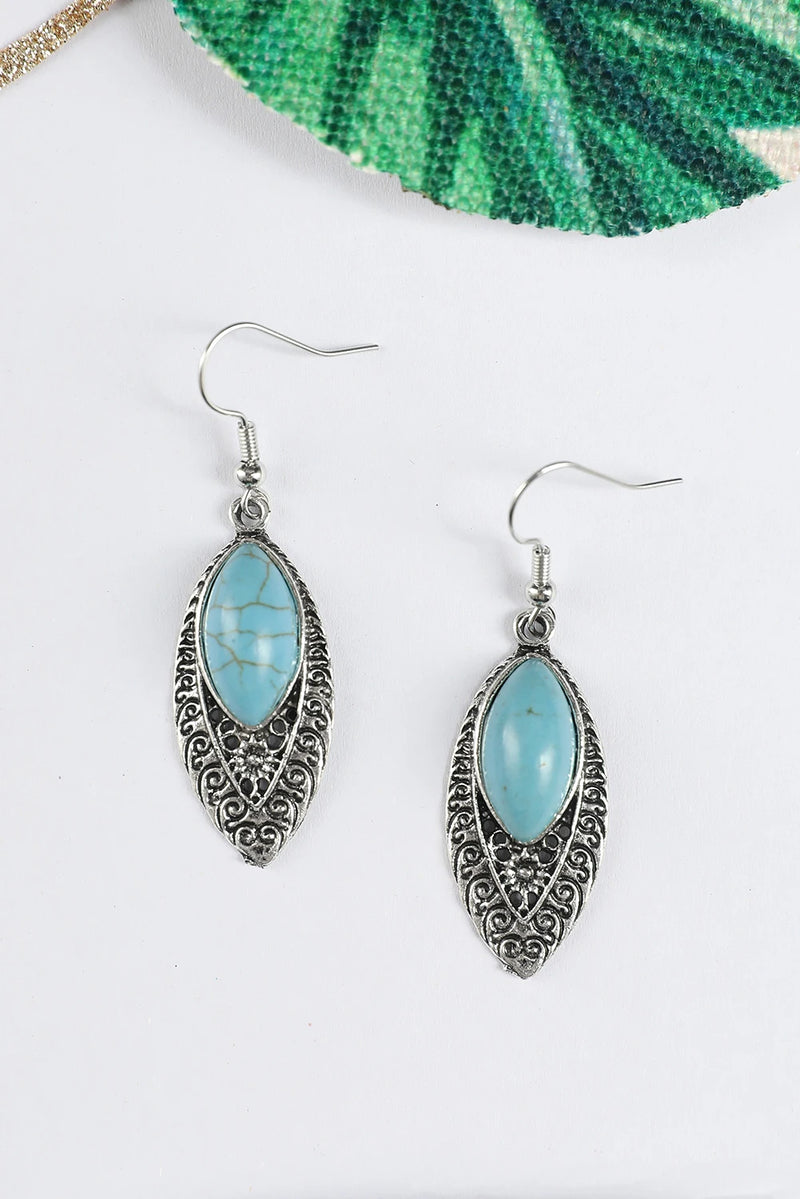 Load image into Gallery viewer, DLLER 8 - Silver Vintage Turquoise Boho Arabesque Earring
