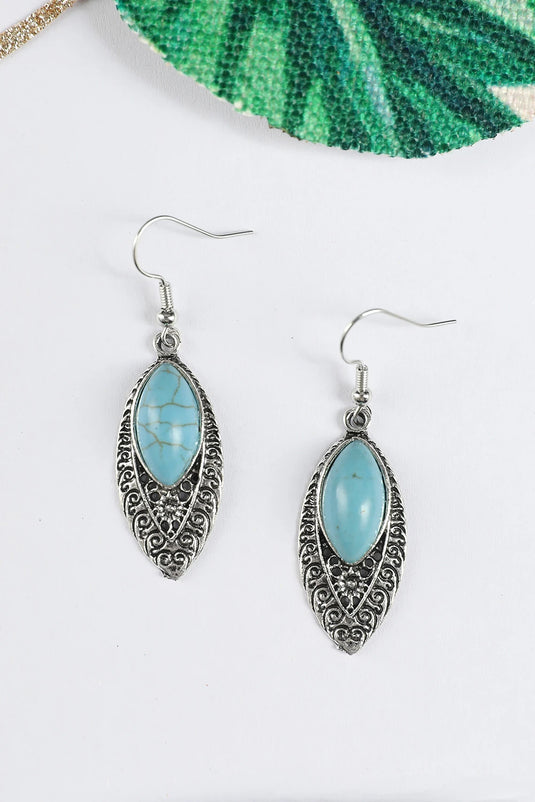 DLLER 8 - Silver Vintage Turquoise Boho Arabesque Earring