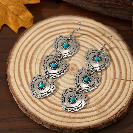 TMER68 - Triple Heart Drop Earrings