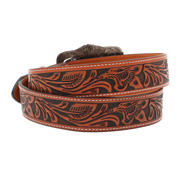Load image into Gallery viewer, BLT242 - 1 1/2" Veg Tooled with Longhorn Buckle Belt

