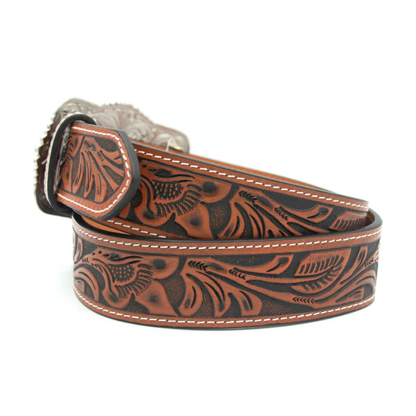 Load image into Gallery viewer, BLT242 - 1 1/2" Veg Tooled with Longhorn Buckle Belt
