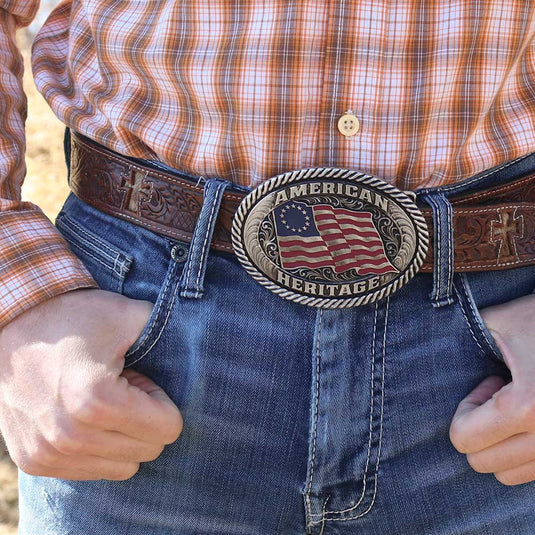 A869 - Montana Silversmiths Betsy Sparkling Patriotic Attitude Belt Buckle