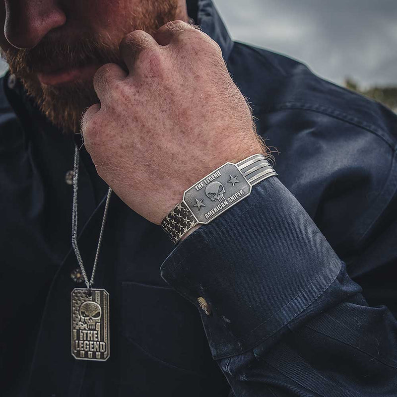 Load image into Gallery viewer, CKBC5084 - Montana Silversmiths The Legend Chris Kyle Cuff Bracelet
